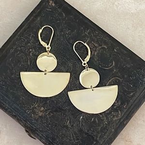 Gold Dangle Earrings - Semi Circle Dangles - Half Moon - Gold Geometric - GOLD